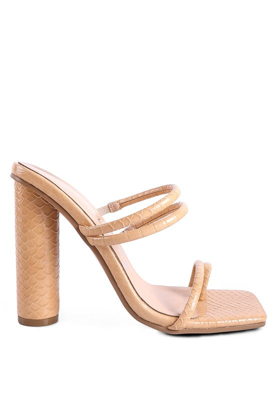 DANDELION HIGH BLOCK HEELED CROC SANDALS