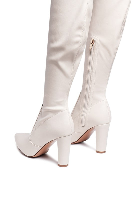 ZADE THIGH HIGH LONG BOOTS IN STRETCH PATENT PU