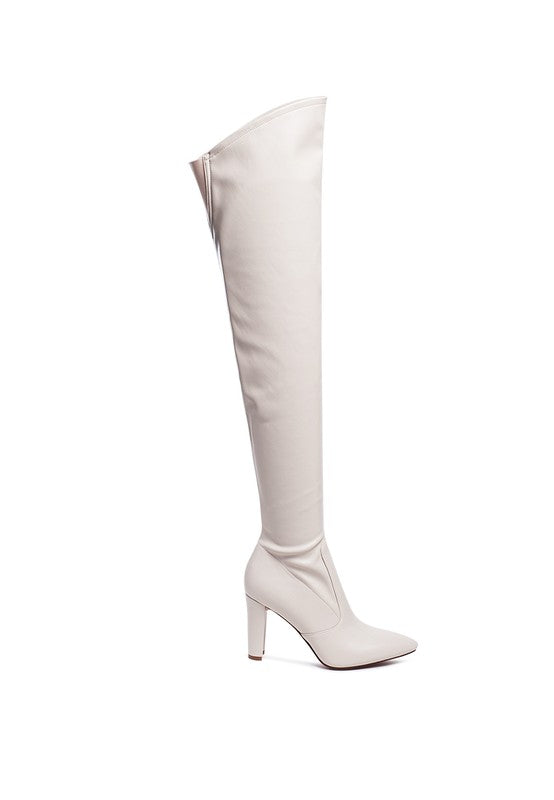 ZADE THIGH HIGH LONG BOOTS IN STRETCH PATENT PU