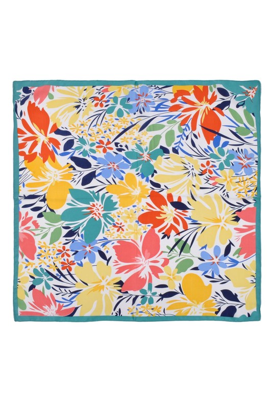 Flower Printed Silky Square Scarf