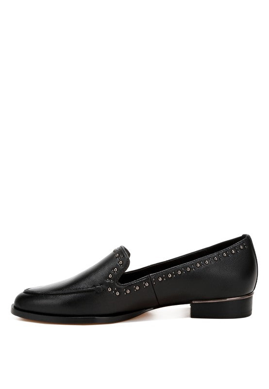 Wolferton Delicate Stud Detail Leather Loafers