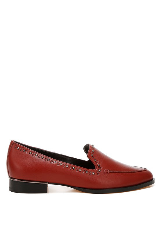 Wolferton Delicate Stud Detail Leather Loafers